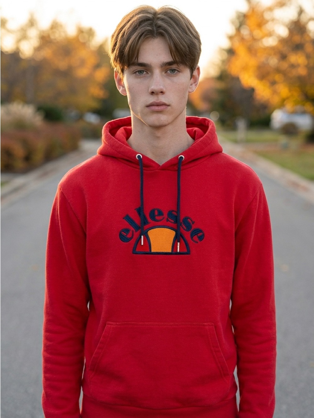 Ellesse Men’s Small Red Pullover Embroidered Logo Hoodie Sweatshirt